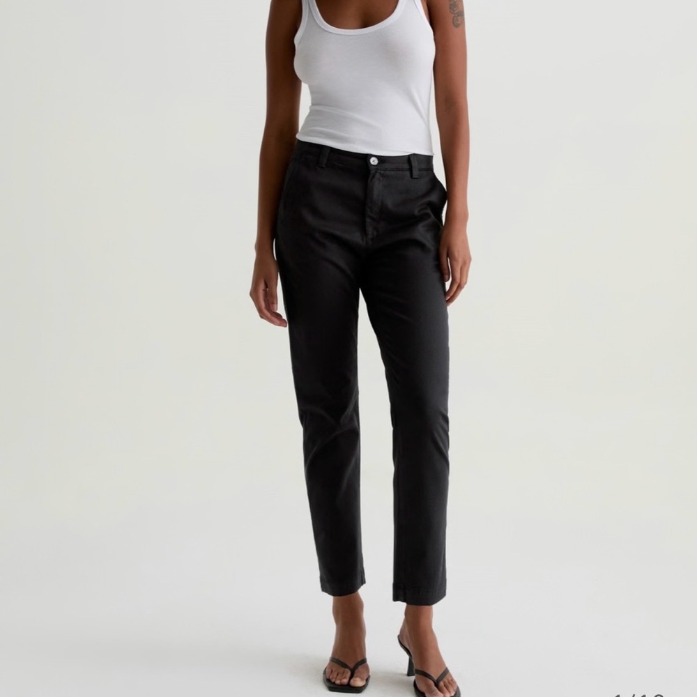 NWOT Ag Adriano Goldschmied Black Caden Tailored Straight Leg Twill Trouser